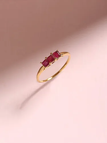 Miniatura 4 de YoTreasure Anillo de oro amarillo de 10 quilates con relleno de vidrio de 0.66 quilates, Metal Piedra preciosa Metal, rubí lleno de vidrio