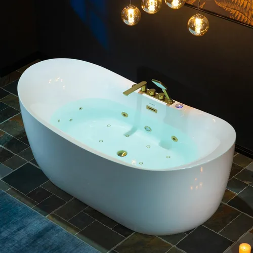 Miniatura 17 de WOODBRIDGE Bañera combinada de remojo climatizada de 72 "x 35-3/8" con chorro de agua y burbujas de aire con panel de control LED, BJ400 Drenaje