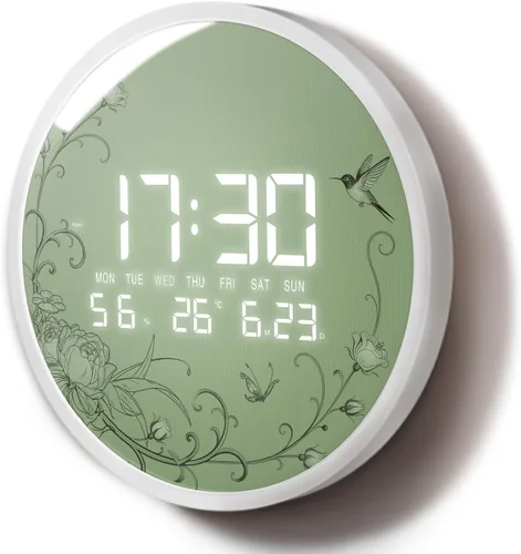 Miniatura 11 de Reloj de pared digital inteligente iluminado con calendario de temperatura, reloj de pantalla grande, reloj LED moderno de 12/24 horas para sala