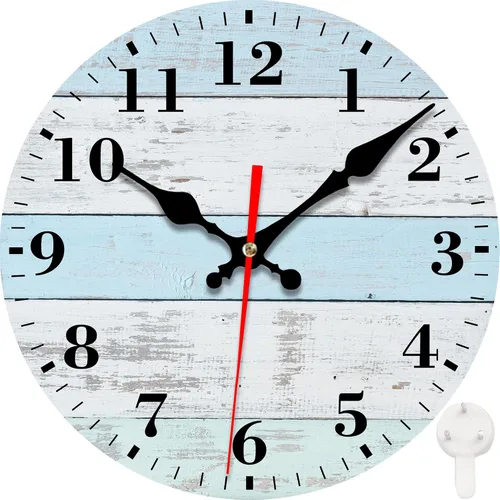 Miniatura 23 de Reloj de pared, astronauta y planetas espaciales, silencioso, sin tictac, funciona con pilas, redondo, decorativo, para interiores y exteriores