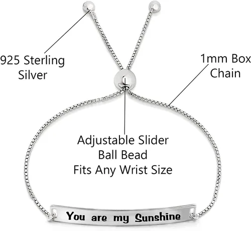 Miniatura 2 de Savlano Pulsera de plata de ley 925 grabada inspiradora ajustable para mujer, viene con caja de regalo, fabricada en Italia