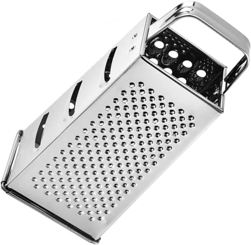 Rallador de caja de acero inoxidable de 4 lados, rallador de cocina multiusos para queso, verduras y papas, para preparación de comidas y cocción