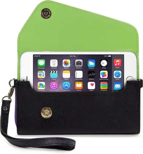 Miniatura 4 de Kroo Cartera de mano con correa de muñeca y correa cruzada para smartphones o phablets de hasta 57 pulgadas funda de transporte embalaje sin
