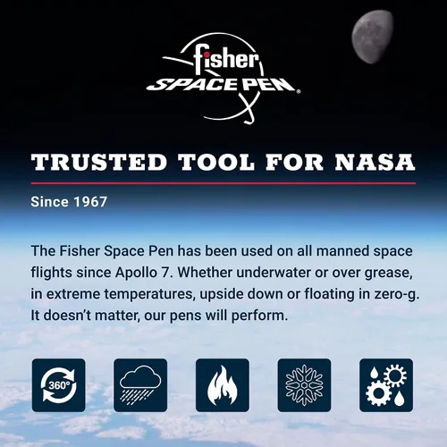 Miniatura 5 de Fisher Space Pen Dark Matter - Bolígrafo Bullet de Nitruro de Titanio Negro, Bolígrafo de Punta de Bola, Latón, Tinta Negra, Caja de Regalo Materia