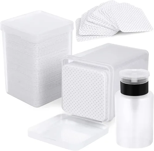 Miniatura 10 de 400 Almohadillas de Algodón para Uñas, 1 Botella Dispensadora con Bomba Desplegable, Toallitas Súper Absorbentes y Suaves de Tela No Tejida