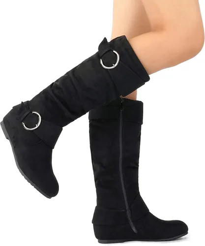 Miniatura 5 de DREAM PAIRS Women's Wide Calf Knee High Boots, Fur-lined Low Hidden Wedge Boots