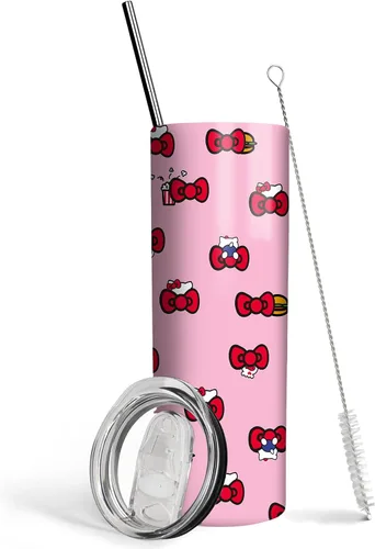 Miniatura 11 de Vaso de 20 oz de acero inoxidable rosa con pajita y tapa, a prueba de fugas, taza de café para viajes, para uso en casa y al aire libre, tazas Ratón