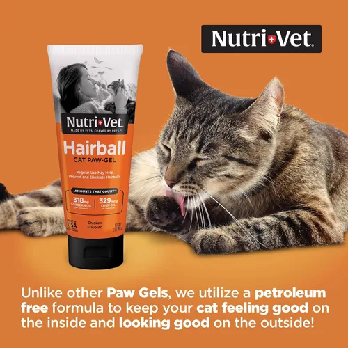 Miniatura 3 de Nutri-Vet Hairball Paw Gel, Remedio para bolas de pelo de gato, Suministros para gatitos, Alivio de bolas de pelo para gatos, Ayuda para el aseo