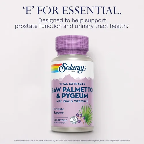 Miniatura 4 de SOLARAY Saw Palmetto y Pygeum - Saw Palmetto para hombres con corteza de Pygeum, zinc, vitamina E, aceite de semilla de calabaza - Suplementos