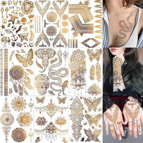 Miniatura 14 de VANTATY - Tatuajes temporales, diseño de flor 011