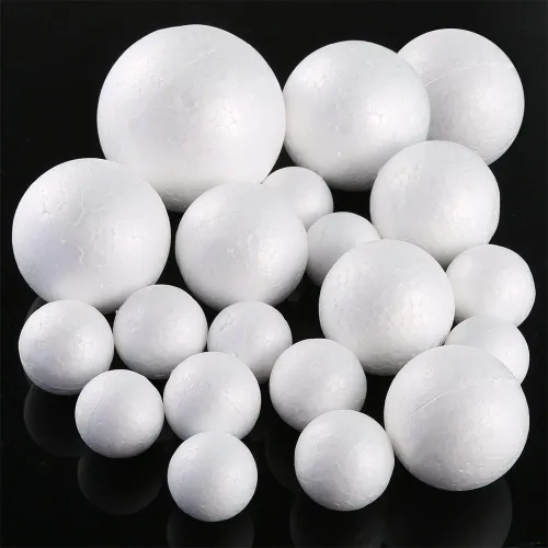 Miniatura 2 de Pllieay - 20 bolas de poliestireno para manualidades, 5 tamaños, color blanco