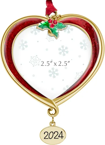 Adorno para árbol de Navidad Marco de fotos Colgante de metal para fiestas Marco de fotos de 2.5 pulgadas Charm decorativo de mascotas, primera