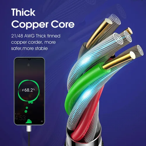Miniatura 5 de [Paquete de 5 de 1 pie] Compatible con Samsung Galaxy S9 S10 S8 Plus Cable Cargador (Carga Rápida 3A), Cable Cargador TPE USB C Tipo C, USB A a Tipo