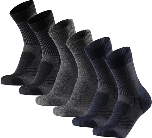 DANISH ENDURANCE Paquete de 3 calcetines de senderismo ligeros de lana merino para hombres, mujeres y niños