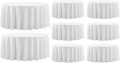 Miniatura 35 de Paquete de 2 manteles redondos de 90 pulgadas, manteles lavables de poliéster de lino decorativo para la mesa del comedor, banquetes, fiestas