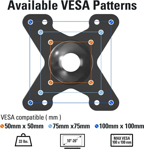 Miniatura 5 de Mounting Dream Soporte de pared para monitor para la mayoría de televisores y monitores de 10 a 26 pulgadas, soporte de pared VESA pequeño