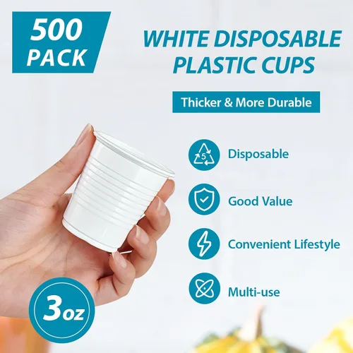 Miniatura 4 de Lilymicky Paquete de 500 vasos de plástico desechables de 3 onzas, vasos de baño de plástico de 3 onzas, pequeños chupitos de fiesta de gelatina