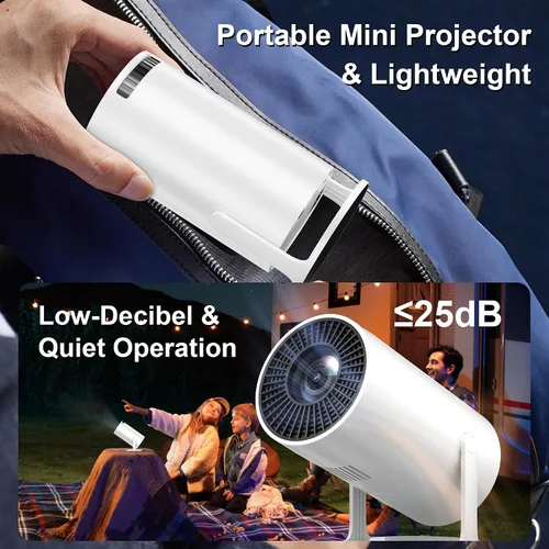 Miniatura 5 de Mini proyector portátil compatible con 4K, proyector pequeño Full HD 1080P con soporte giratorio de 270°, proyector de película compatible con TV