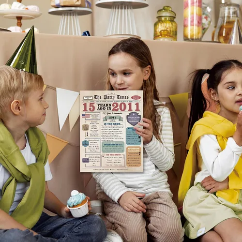 Miniatura 5 de Tarjeta de cumpleaños número 15, regalo de cumpleaños de 15 años para hija e hijo, decoraciones retro de cumpleaños de 15 años para niños y niñas
