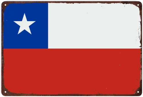 Letrero de metal de Chile para decoración de pared, placa de pared de bandera de Chile, bandera patriótica de país para decoración de pared del