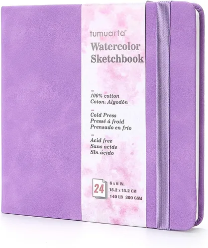 Miniatura 12 de tumuarta Acuarela - Cuaderno de bocetos, 7.5 x 5 pulgadas, 140 libras, 300 GSM, 100% algodón, sin ácidos, prensa en frío, 24 hojas, 48 páginas