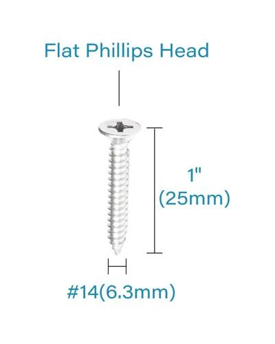 Miniatura 3 de 50 tornillos de madera Phillips de cabeza plana inoxidable #4 x 1-1/4" (32 mm) 18-8 (304) tornillos autorroscantes avellanados de acero inoxidable