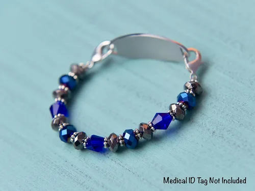 Miniatura 66 de Pulsera elástica de alerta médica, pulsera de identificación médica de repuesto intercambiable, etiqueta de identificación no incluida, cristales