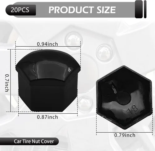 Miniatura 2 de 20 cubiertas para tuercas de neumáticos, tapas hexagonales de 0.67 pulgadas con herramienta de extracción, tapas de tuercas centrales de rueda a