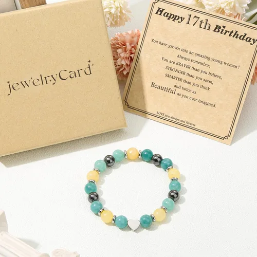 Miniatura 6 de Joyas y tarjetas de regalo de cumpleaños para mujeres y niñas, pulsera de piedra natural de 13, 14, 15, 16, 17, 18, 19, 20, 21, 30, 40, 50, 60, 70