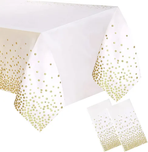 Miniatura 12 de 2 Empaques Mantel de Plástico Negro, 54 pulgadas x 108 pulgadas Cubierta de Mesa Rectangular Desechable para Fiestas, Adecuado para Cumpleaños
