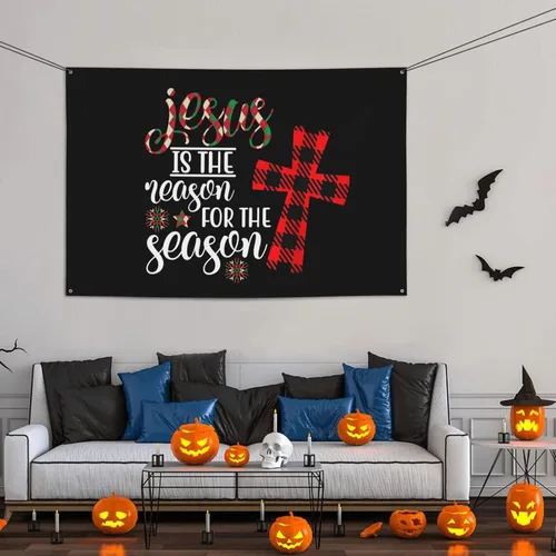 Miniatura 3 de Cartel de Jesús es la razón de la temporada navideña de 47 x 71 pulgadas, pancarta de fondo para decoración de bienvenida para bodas, fiestas y patio