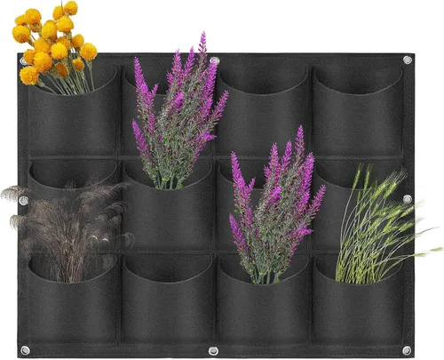 Miniatura 13 de Bolsas de cultivo colgantes para plantar, 9 bolsillos para colgar en la pared, bolsa de cultivo vertical para jardín interior y exterior, contenedor
