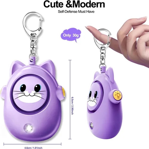 Miniatura 2 de Llavero de alarma personal para mujeres con luz LED, sonido seguro de 130 dB, sirena fuerte de 130 dB, alarma de seguridad de autodefensa de Púrpura