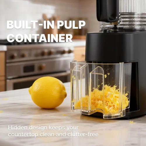 Miniatura 7 de Exprimidor de prensa en frío, máquina extractor de jugo de canal de alimentación de 5.5 pulgadas de ancho, exprimidor de masticación lenta