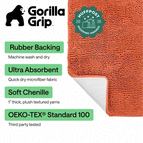 Miniatura 142 de Gorilla Grip - Tapete de baño de felpilla gruesa, suave y absorbente, secado rápido, de microfibra, con reverso de caucho, para piso de ducha, Nube