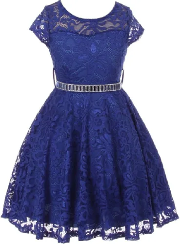 Miniatura 25 de Little Girl - Vestido de niña con manga de encaje y cinturón de piedras