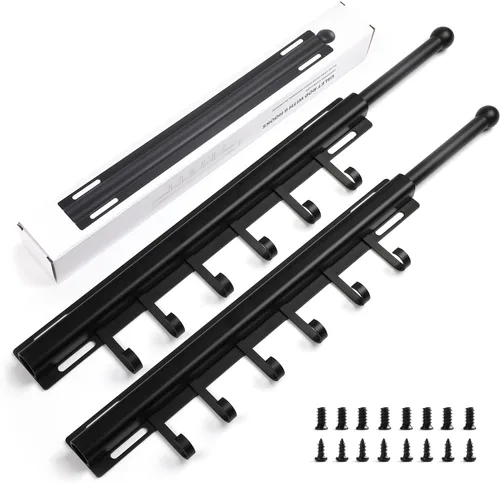 Miniatura 19 de BaiNong Barra de valet de 12 pulgadas para armarios Barra de valet extraíble para armario Deslizante en negro Barra de colgar extraíble para ropa