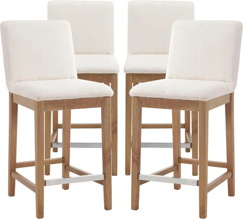 Miniatura 25 de Kmax Juego de 2 taburetes de bar de 26 pulgadas de altura de mostrador, taburetes tapizados para encimera de cocina con soporte trasero, taburetes