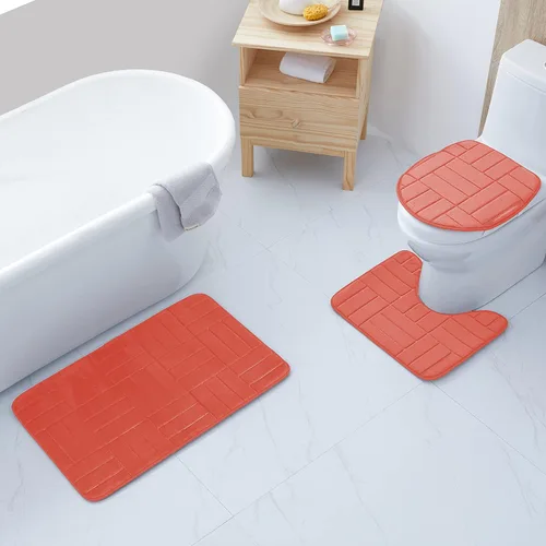 Miniatura 17 de All American Collection - Juego de 3 tapetes de baño de espuma viscoelástica con diseño de corona de felpa suave antideslizante para ducha, baño