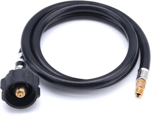 Miniatura 3 de GasSaf Manguera de propano de 4 pies para RV, manguera conector pigtail de propano QCC1 - conector ACME x 1/4" macho invertido con estriado
