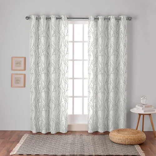 Miniatura 8 de Exclusive Home Branches - Par de paneles de cortinas de mezcla de lino con ojales, 54 x 84 pulgadas, negro
