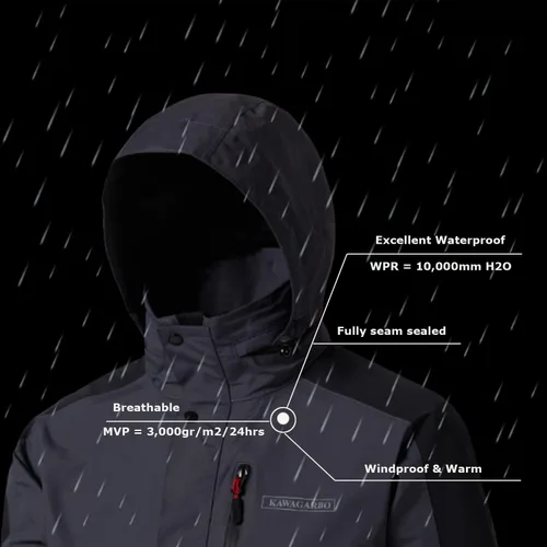 Miniatura 4 de KAWAGARBO Chaqueta impermeable resistente al viento transpirable para hombre, para pesca, senderismo, caza