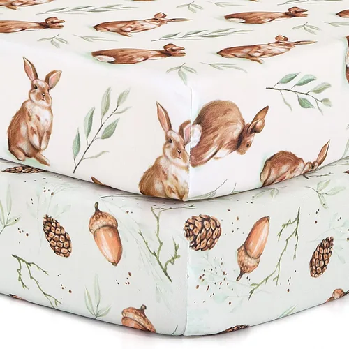 Miniatura 11 de Pack n Play Sheets, BROLEX 2 Pack Mini Crib Sheets,Stretchy Portable Fitted Playard Sheet Set, Convertible Playard Mattress Cover,Ultra Soft