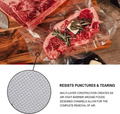Miniatura 3 de Bolsas selladoras al vacío para guardar alimentos, paquete de 4 rollos de 11 pulgadas x 25 pies, grado comercial, preparación de comidas, aptas