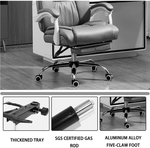 Miniatura 4 de Ergonomic Executive Leather Chairs with Footrest Lumbar Support Comfortable High Back Office Chair for Long Sitting Computer Home Bedroom Black