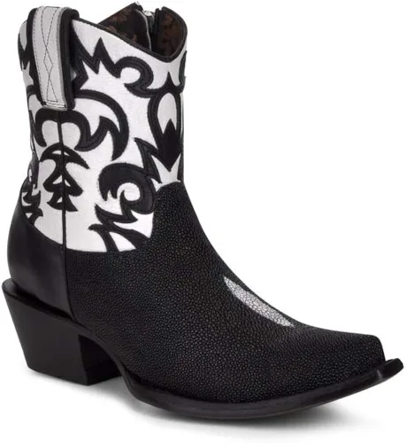 Miniatura 2 de Cuadra Western Chic - Botín para mujer en piel auténtica con cremallera negra