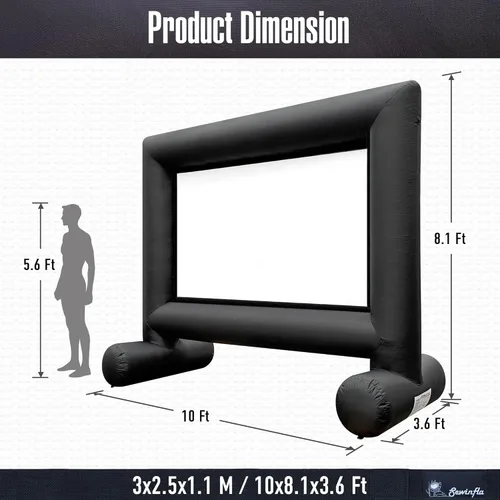 Miniatura 2 de Pantalla de proyector de película inflable para exteriores de 14 pies con ventilador integrado que soporta proyección frontal y trasera, pantalla