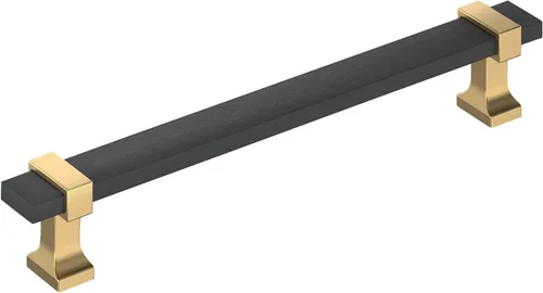 Miniatura 14 de Amerock Overton - Tirador para gabinete de 96 mm de centro a centro en acabado negro mate cepillado/bronce champán, BP36681BMBCZ