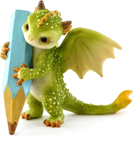 Miniatura 8 de Top Collection Rex The Green Dragon - Mini figura coleccionable de fantasía (Jugando con mariposa)