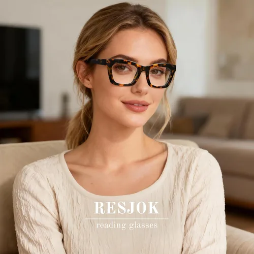 Miniatura 8 de Reading Glasses for Women - Stylish Blue Light Blocking Glasses Square Readers with Spring Hinge C1-tortuga blanca